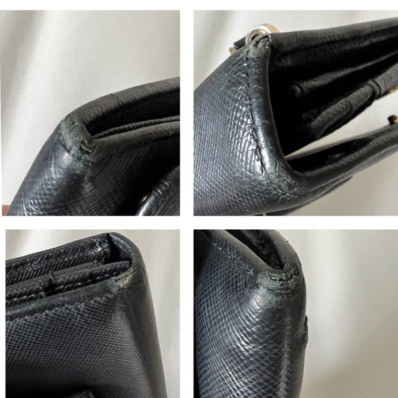 Prada Black Bow Wallet Saffiano Leather Continental Snap Front - Picture 4 of 12